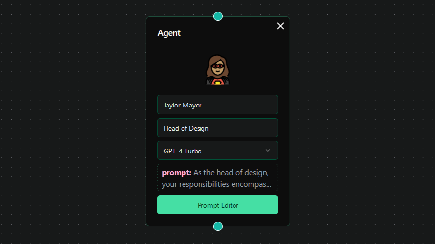 screenshot of the feature of Fully Custom Agents